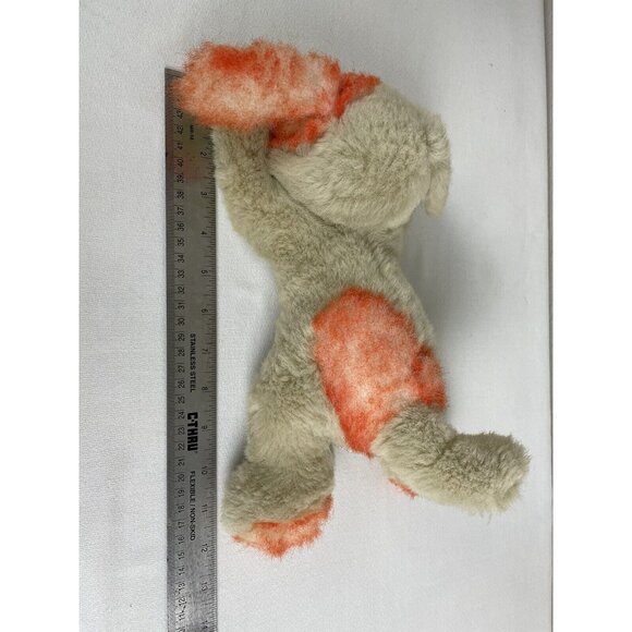 Vintage Tan Orange Plush Puppy Dog Stuffed Animal Laying Down - Picture 11 of 11